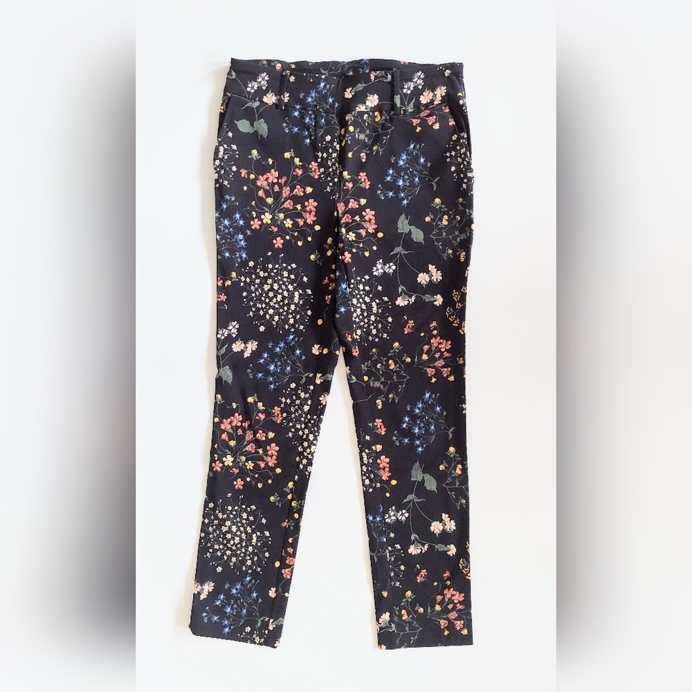 Jules & Leopold Black Floral Straight Leg Trousers Size Small